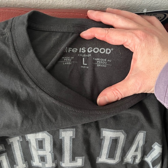 Life Is Good Black Short Sleeve Tee Casual Cotton girl dad sz L - Picture 2 of 2